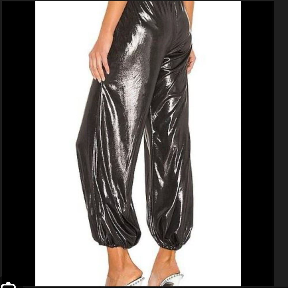 Norma Kamali sz S Boyfriend Puff Jog Pants Jogger Dark Silver Black